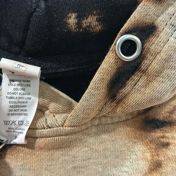 Lane Seven Graphic Pullover Hoodie Sweatshirt tie dye black/beige unisex size M - Picture 6 of 10